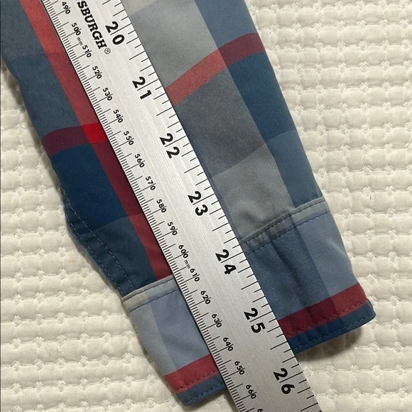 Patagonia Blue and Red Casual Button Down Shirt